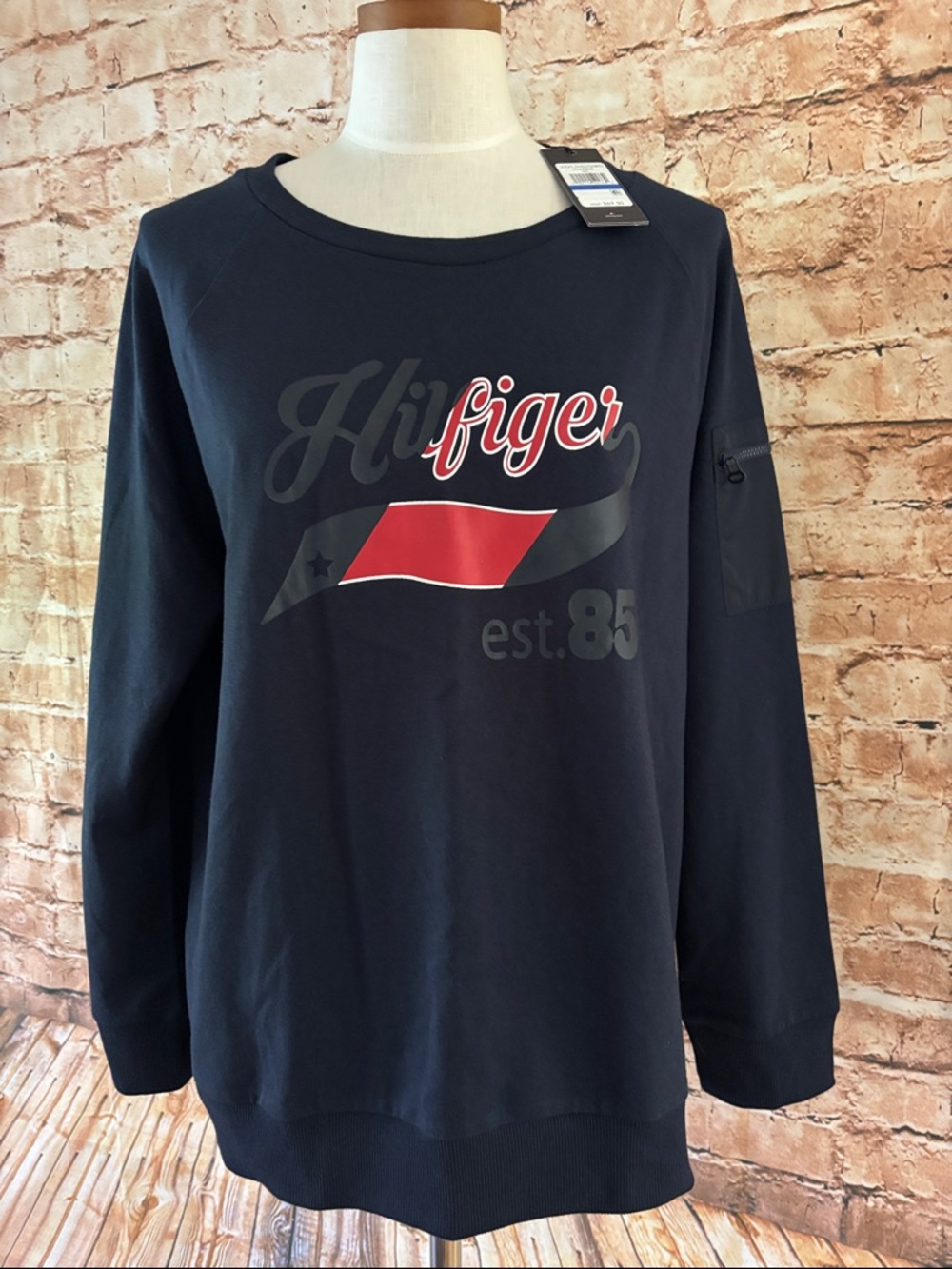 Tommy Hilfiger Navy Pullover with Red Graphic